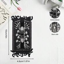 1 st gotisk broderilapp med magisk svamp och rulle, svart vit grå, vintage häxkonst, magisk trolldrycksflaska och rulldesign, stryklapp för applikation - A - Visa 2
