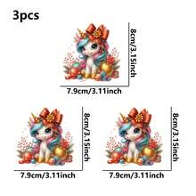 1件/2件/3件裝聖誕獨角獸圖案熱轉印貼紙，適用於DIY T恤、牛仔褲、枕頭、背包、帽子和沙發套，防水耐褪色耐用可水洗塑膠貼紙，趣味圖案布料裝飾衣物點綴手工愛好者 - 多色 - 查看 10