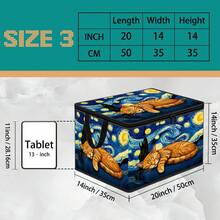 1pc Thick Non-Woven Fabric Art Famous Painting Cat Collection Printed Double Handle Zipper Storage Box Large Capacity Multifunctional Home Storage Basket Suitable For Bedroom Dorm Bathroom Can Be Used As Laundry Bask - Multi-color - View 15