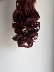 24 Inch Long Body Wave Heat Resistant Synthetic Ponytail Hair Scrunchie For Women, Daily Use, Summer Vacation Style & Valentine's Day Outfit Inspo - Burgundy - View 6