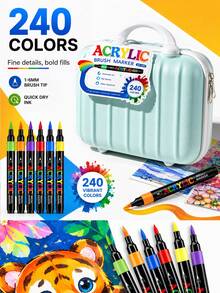 24-240 Colors Acrylic Paint Markers, Layerable Painting Pens For Students Art, Graffiti Pens Suitable For Multiple Materials, Art Creation, Back To School Essential - Multicolor - View 4