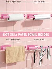 Vyslejah Pink Bow Tissue Holder, Self-Adhesive Tissue Roll Holder Under The Cabinet, Stainless Steel Wall Mounted Tissue Holder In The Kitchen And Bathroom - Multi-color - View 5