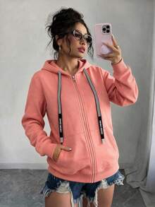 Plus Size Sweatshirts & Hoodies - Coral Pink - View 3