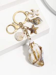 Hot Selling New Handmade DIY Creative Marine Life Resin Shell Conch Keychain 1pc Cute Ocean Style Starfish Conch Keyring Pendant Women Bag Charm Event Gift Suitable For Daily Use Gift For Best Friend - Multicolor - View 3
