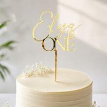 1pc Personalized Acrylic Birthday Party Age & Name Decoration, Cake Topper Decor, Fun Pattern Age Decoration - Multicolor - View 2