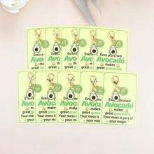 10pcs Fresh Avocado And Daisy Keychains, Can Be Hung On Keys, Bags. Suitable For Daily Small Gifts, Party Favors, Heartwarming Little Presents; Matching Greeting Cards---Suitable For Giving To Best Friends, Classmates, Friends, Conveying Healing And Encouraging Sentiments. - Multicolor - View 2