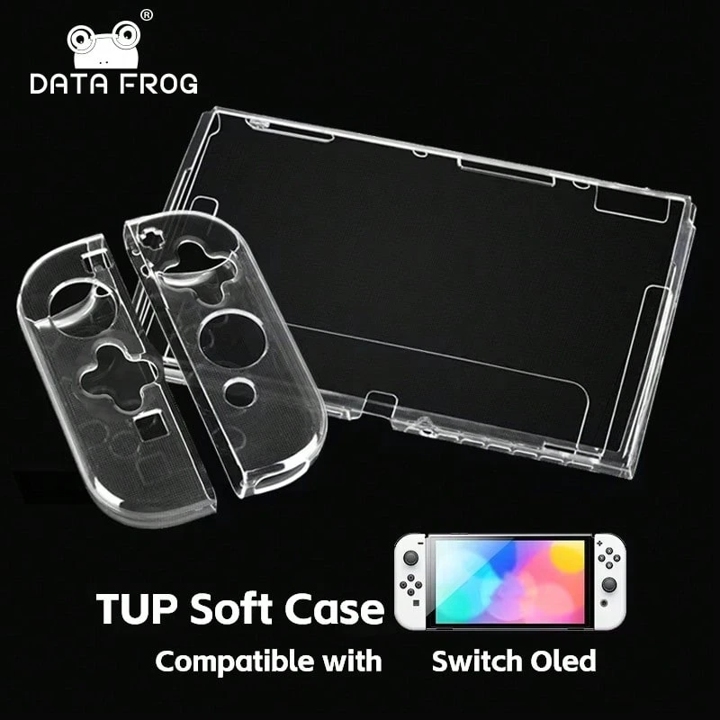 Data Frog TPU Soft Transparent Shell Protective Case Clear Frame Protector Case Compatible With Switch Oled Game Console Accessories - Transparent - View 1