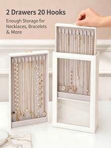 Necklace Storage Box Jewelry Display Box White 2-Layer Anti-Tangle PU Leather Velvet Transparent Window Style Suitable For Necklaces Bracelets Gift For Women Girls Daughters Home Aesthetic Decor - Multicolor - View 1