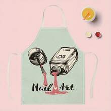 1 Pc Apron, Hand‑Drawn Nail Polish Sketch Print, For Salon & Home Use - Multicolor - View 4