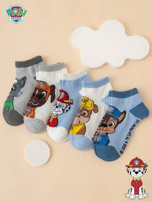 5 Pairs Paw Patrol Series Authentic Archie, Rubble Cartoon Children's Short Socks - Multicolor - View 1