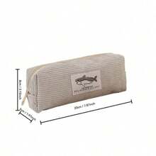 Shark Embroidery Pencil Case, Cute Big Shark Square Highly Attractive Stationery Storage Bag, Compact And Adorable Pencil Pouch For Primary And Middle School Students - Multicolor - View 8