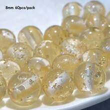 60顆 8/10/12mm 橘色樹脂亮面金箔透明珠，適用於珠寶製作、鑰匙圈、手機鍊、項鍊、手鍊，初學者友善 - 閃橙色 - 查看 7