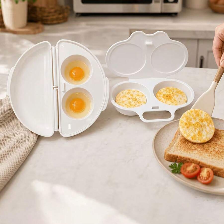 Egg Steamer, Egg Cooker, Microwave Egg Maker, Egg Machine, Easy To Clean, Baking Supplies, Baking Tools, Reusable Christmas - White - View 1