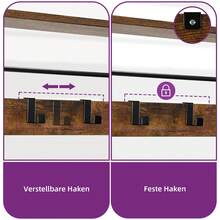 Yitahome Garderobenregal, 6-in-1-Garderobenständer mit 2 Schubladen, Standgarderobe mit Schuhablage, 8 Haken -von GeoTower- - Rostbraun - Übersicht 6