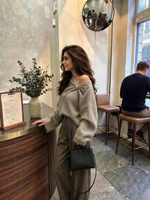 Women's New Autumn/Winter Round Neck Long Sleeve Knit Loose Top, Casual Commute - Apricot - View 5