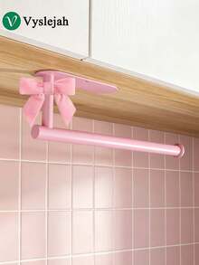 Vyslejah Pink Bow Tissue Holder, Self-Adhesive Tissue Roll Holder Under The Cabinet, Stainless Steel Wall Mounted Tissue Holder In The Kitchen And Bathroom - Multi-color - View 2