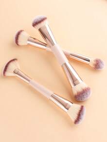 10pcs Dual-Ended Makeup Brush Set, Gradient Soft Bristles, Gentle And Skin-Friendly, No Prickling, Moderate Powder Pickup, No Flying Powder, Suitable For Home Daily Makeup, Beginner Makeup Practice Tools - Multicolor - View 4