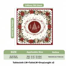 1pc Farmhouse Style Christmas Tablecloth, Poinsettia Christmas Tree Bow Christmas Ball Print Pattern, Polyester Material Single-Sided Print, Suitable For Tabletop, Washable And Reusable, Suitable For Indoor, Outdoor, Yard, Wedding, Banquet, Party, Outdoor Dining, Suitable For Craft Exhibition, Banquet Event Home Decor - Multicolor - View 11