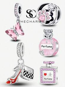 1件香水瓶吊墜飾品，適合DIY女性手鍊珠寶 - 銀色 - 查看 1