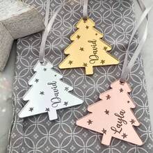 30/50pcs Customized Acrylic Holiday Decorative Gift Tags, Christmas Tree Shaped Tags (Rope Not Included), Customizable Exclusive Text, Suitable For Christmas, Wedding, Anniversary, Tabletop Decoration Tags - Multicolor 3 - View 14