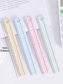 1pc Macaron Color Aluminum Alloy Straight Ruler, Engraved Straightedge Dual‑Scale Centimeter & Feet Metal Ruler, Measuring Tool For Office & Student Stationery, Back To School, Christmas Gift - Ruler - View 5