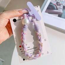 Stylish Braided Phone Wrist Strap Featuring Colorful Seed Beads And Pearl Accents-Doubles As A Decorative Charm For Bags; Anti-Loss Design. - Multicolor - View 7