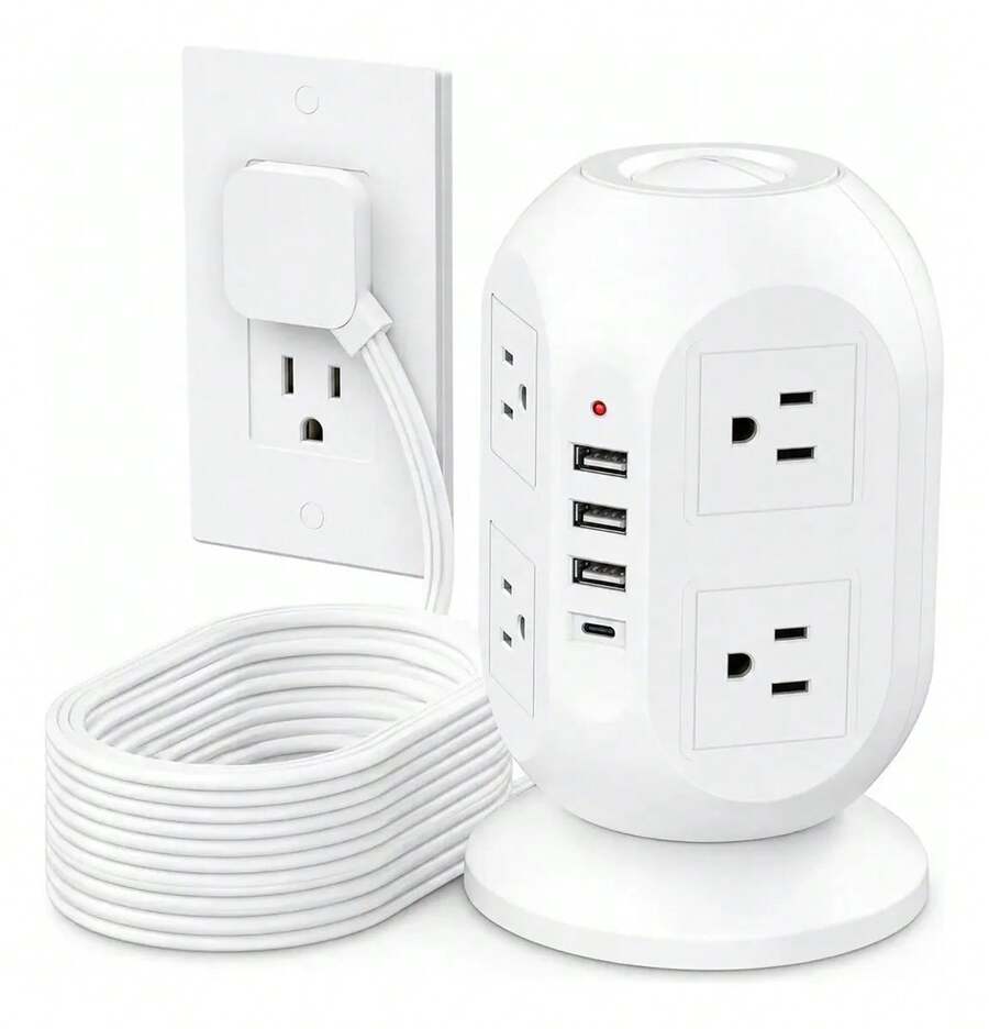 Parolera 3m Power Strip Extension Cord 8 Outlets USB White - US A Type Plug(110-127V) - View 1