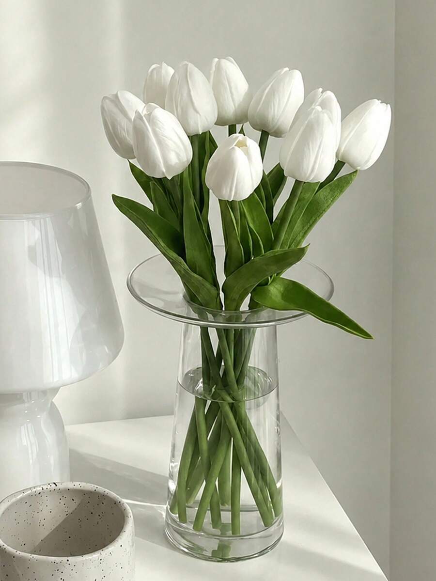 10pcs Artificial Tulip Flowers With Real Touch For Home Decoration, Wedding Decor, Mother's Day Gift Back To School Room Decor School Supplies