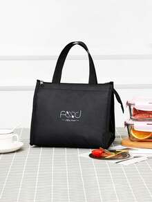 1pc Thick & Tall Lunch Bag, Large Insulated Lunch Tote Bag With Handle For Carrying Meals, Suitable For Work , Lunch Box - Black - View 8
