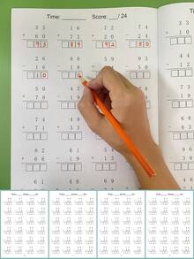 Sách bài tập luyện toán cho trẻ em, luyện cộng trừ số có 2 chữ số và từ 0-20, luyện tính toán số học, luyện viết tay, cho mầm non, mẫu giáo, lớp 1-3, học tại nhà, hỗ trợ giảng dạy tại trường, công cụ học toán giáo dục - Nhiều màu - Xem 7