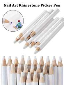 Rhinestone Pen, Rhinestone Pickup Pen, Crystal Gemstone Pickup Tool, DIY Nail Art Decoration Nail Stud Picker (White) - C - View 1
