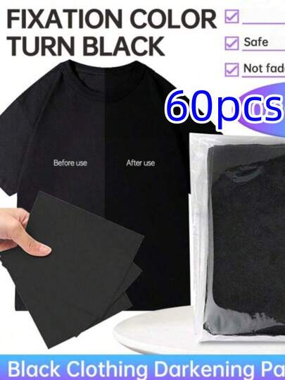 10 Lembar Kertas Pewarna Pakaian Hitam, Kertas Pewarna Pakaian Hitam, Kertas Perbaikan Pakaian, Kertas Penggelap Warna Pakaian Pudar, Kemasan Portabel untuk Perjalanan, Cocok untuk Penggunaan di Rumah dan Komersial