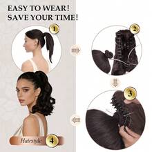 LYSW European And American Style Ponytail Hair Clip For Women, Roman Curl Short Ponytail, High Temperature Synthetic Fiber, Fluffy Natural Look, HA2907 - Multicolor - View 2