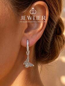 1 Pair Women's Rhinestone Bow Stud Earrings, Delicate Elegant Jewelry Gift For Girlfriend - Riveted Butterfly - View 1