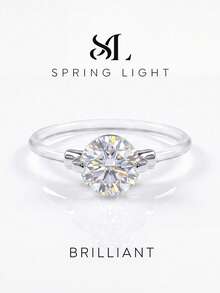 1pc Moissanite Ring, Sparkling 1ct Transparent Fishing Line Floating Ring, Suitable For Women's Party And Daily Wear - Sparkling Diamond Moissanite Ring - 1CT - View 2