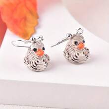 1 Pair Halloween Skeleton Duck Resin Women Fashion Dangle Earrings - White - View 6