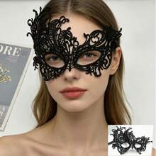 1pc Swan Masquerade Mask, Hollow Metal Venetian Half Face Mask For Women, Black And Gold, Suitable For Halloween, Carnival And Parties - Multicolor - View 3