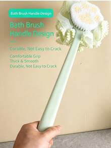 1pc Long Handle Soft Bristle Double Sided Bath Brush Home Daily Use Scrubbing Ball 2-In-1 Exfoliating Skin-Friendly Back Scrubber Foaming Shower Tool - View 5