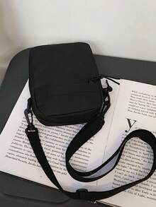 Men's Small Crossbody Bag, Casual Nylon Shoulder Purse, Lightweight Mini Messenger Bag For Daily Work Travel Outdoor - Black - View 8