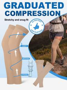 1 Pair Unisex 20-30 MmHg Compression Leg Sleeves, Comfortable Shaping, Running Fitness Sports Knee Support, Suitable For People Who Sit Or Stand For Long Periods - Multicolor - View 9