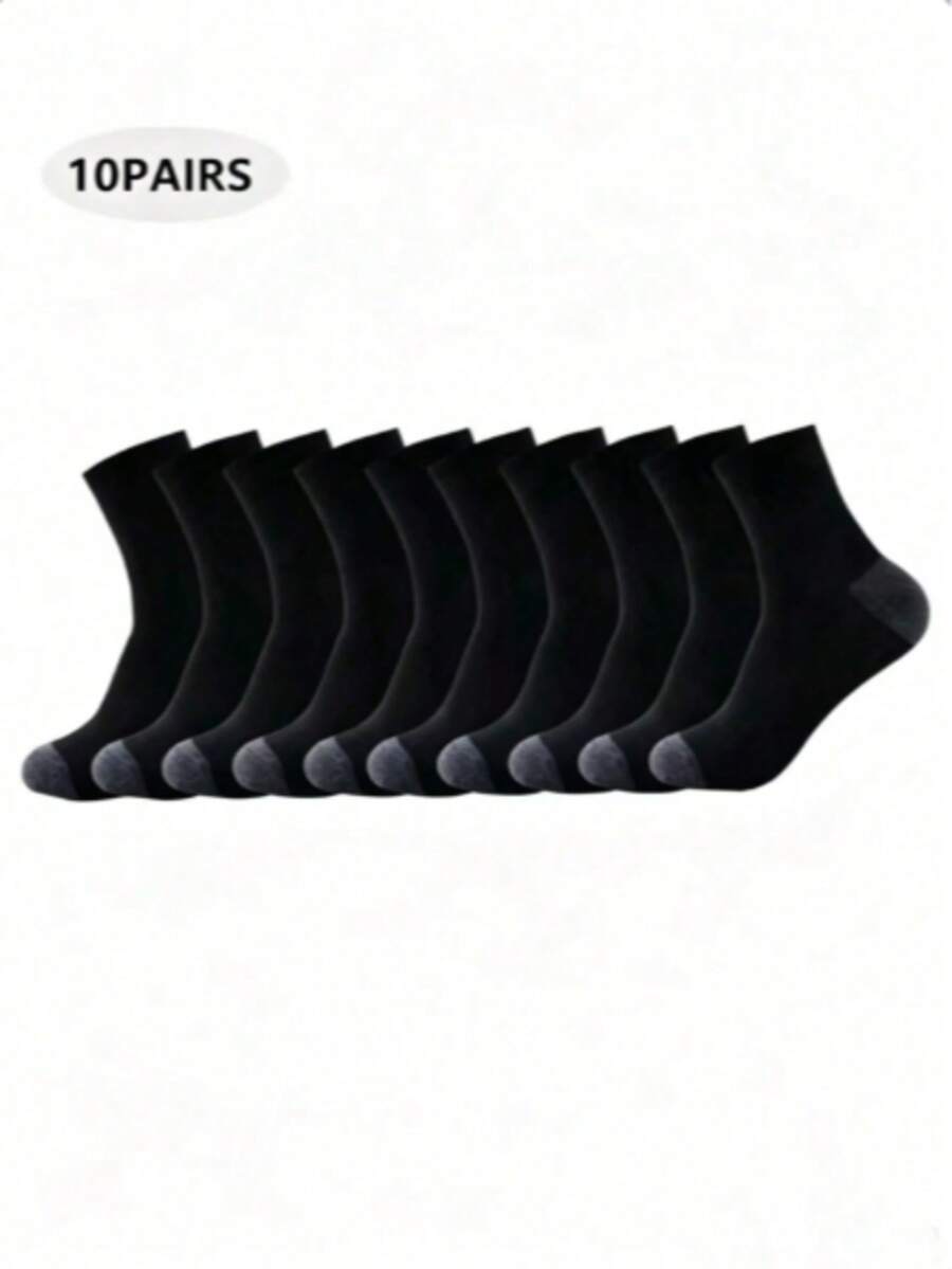 10/20/30/40 Pairs Men's All-Season Comfortable Athletic Home Back-To-School Mid-Calf Socks Suitable For Both Men And Women - Multicolor - View 1