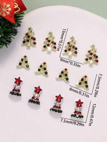 5 Metal Christmas Tree Nail Ornaments Christmas Nail DIY Nail Supplies - Multicolor - View 2