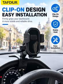 TAFDIUR 1 buah Dudukan Ponsel Mobil Dashboard Panel Ganda Cermin Hitam/Bertekstur Bahan ABS, Stabil & Anti-Guncang, Pemasangan Mudah, Dapat Diputar Horizontal/Vertikal Tanpa Menghalangi Pandangan Pengemudi, Cocok untuk Navigasi/Musik/Panggilan Telepon dll. - A66 - View 5