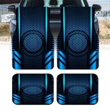 Fashionable Blue Hexagon Pattern Car Floor Mats, 2pcs/4pcs Universal Set, Suitable For All Cars, Interior Decoration With A Futuristic Design - A - View 2