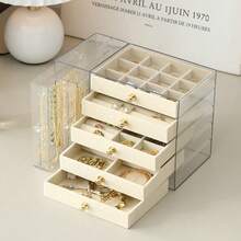 Multi-Layer Drawer Style. Multi-Functional Transparent Desktop Large Capacity Drawer Jewelry Box, Bracelet And Bangle Storage Box, Multi-Layer Divided Watch Storage Box, Ring Box, Earring Storage Box, Necklace Rack, Stud Earring Storage Box, Jewelry Storage Box, Stackable Drawer Jewelry Storage Box, Multi-Purpose Drawer Jewelry Box, Jewelry Storage And Organizer Box - Multicolor - View 17