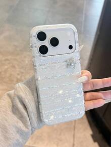 Autumn/Winter Ins Premium Fair Isle Rhinestone Star Design Phone Case Compatible With Iphone 18 Pro Max, 17 Pro, 16, 15 Pro, New Women's Fashion Korean Style Shockproof Protective Cover - Multicolor - View 4