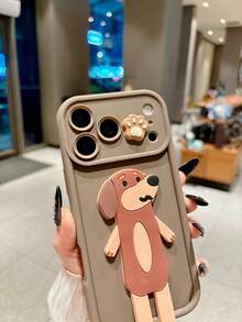 Cute Baby Bear Plush Phone Case Compatible With Apple 18 Pro Max/17 Pro/Apple 16 Pro/Apple 16 Pro Max/ 15 New 14 Pro/13/12/11 Pro Max/X/XR Silicone 14 Plus/Cute 7/8 Anti-Fall SE Protective Cover Compatible With Galaxy A05/A05S/S20 FE/S24 Ultra/ 13C/14C/A3/ A16/A17/A58/A60/ Y02/Y02S/Y17S/Honor X50i/X8B/X8A - Khaki - View 5