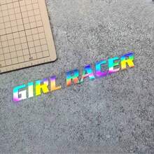 Female Racer Creative Text Car Sticker Electric Car Motorcycle Rear Window Colorful Laser Sticker - A - View 5