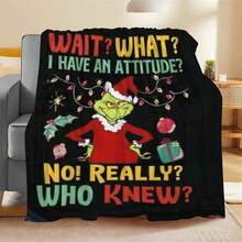 The Grinch 1 buah Selimut Flanel Cetak Digital Monster Hijau Selimut Liburan Natal Selimut Hangat untuk Tidur Siang - Kartun Berwarna-warni - View 5
