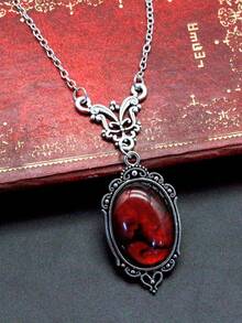 1pc Gothic Vampire Blood Drop Pendant Necklace, Suitable For Women Vintage Black Magic Halloween Holiday Party Wear, Holiday Gothic Witch Jewelry Accessory - Multicolor - View 6